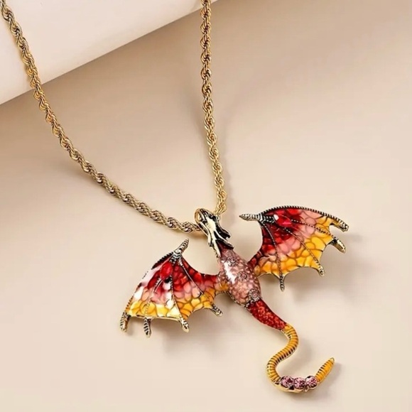 ✨Betsey Johnson Dragon Blaze Charm Necklace - Picture 2 of 6